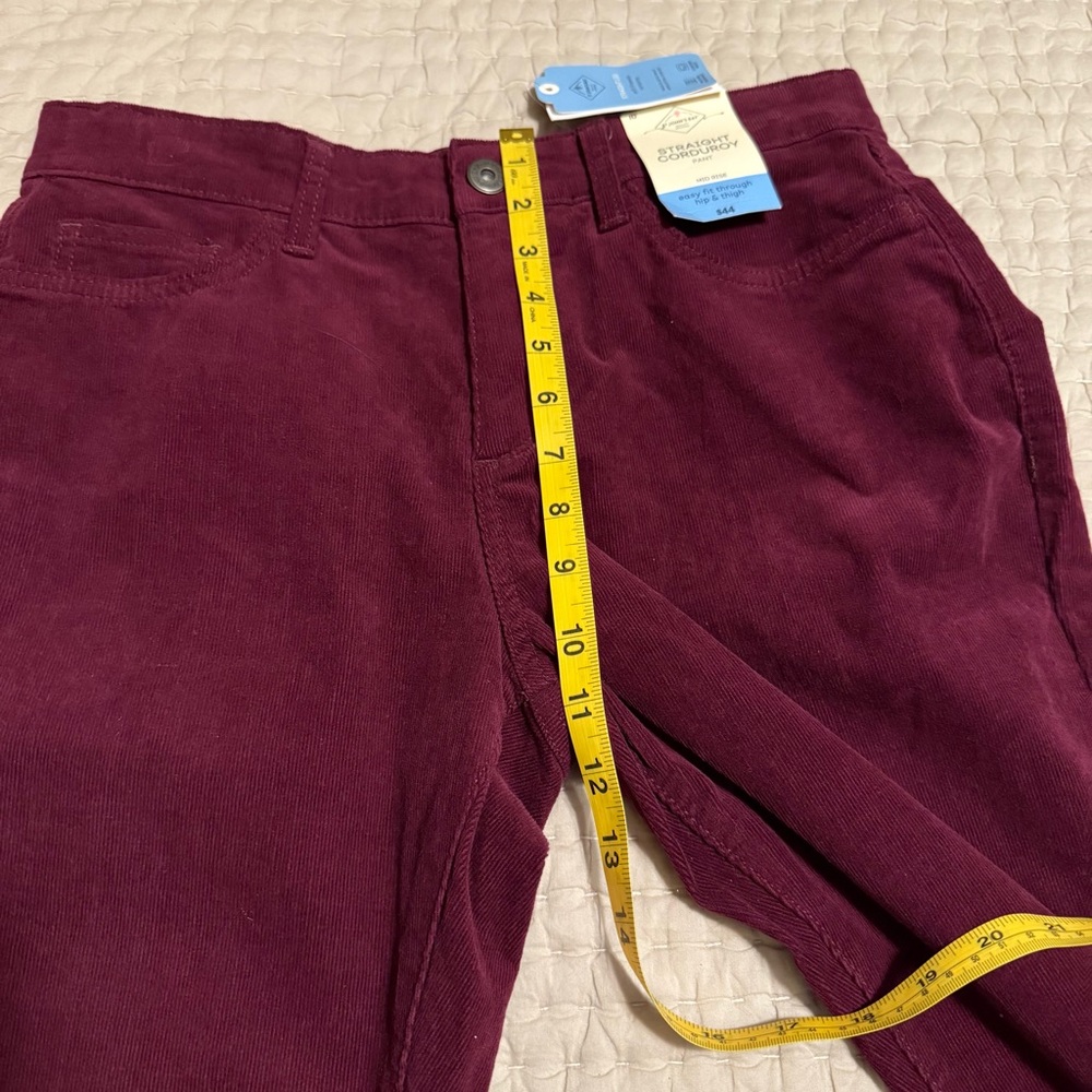 St. John’s Bay NWT women’s burgundy straight corduroy pants. Midrise. Size 10. - Picture 8 of 9